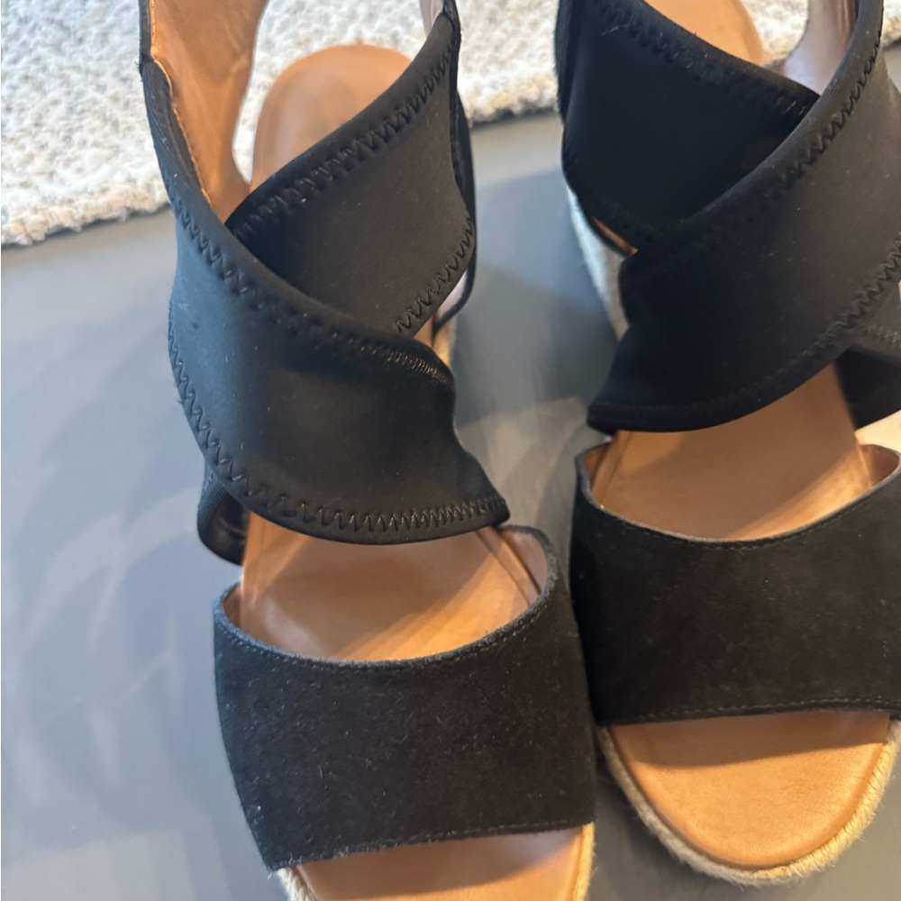 Moda Spana Black Espadrille Wedge Sandals